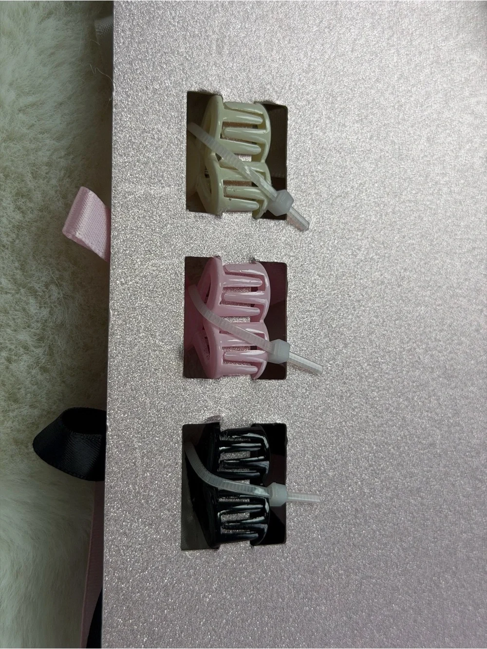 Ribbon Bow Claw Clips in Pink, Black & Cream